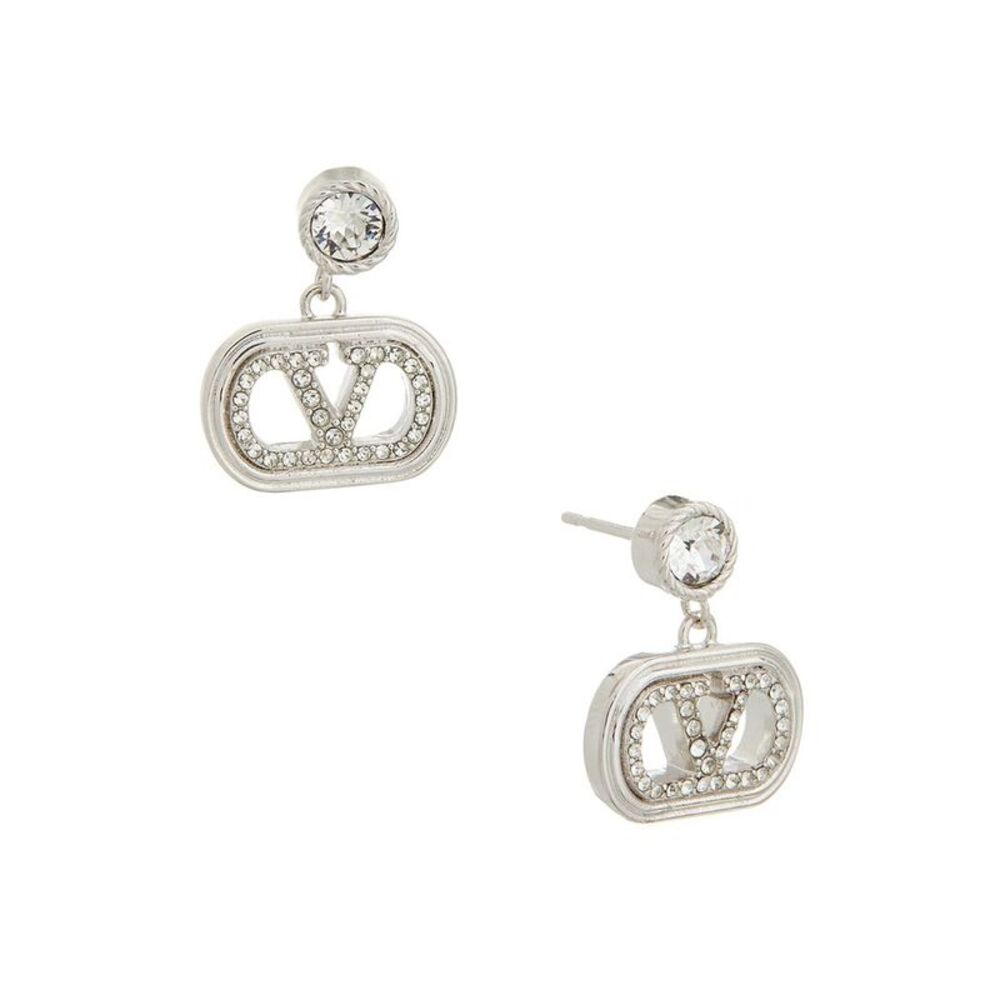 Valentino Oval Swarovski Earrings, Grey